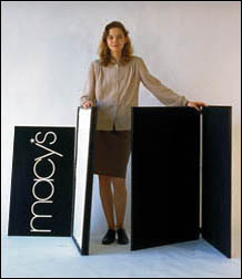 Disassembled two over two portable Velcro tradeshow display